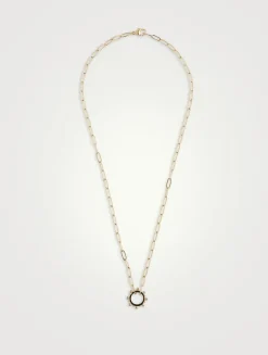 Dew Drop Marine 14K Gold Story Catcher Necklace With Diamonds