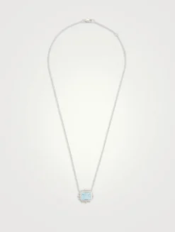 Dew Drop Silver Chain Necklace With Blue Topaz