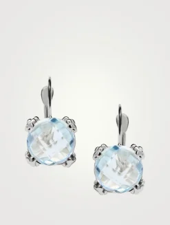 Dew Drop Silver Cluster Earrings With Blue Topaz