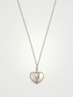 Dew Drop Silver Large Heart Locket Necklace