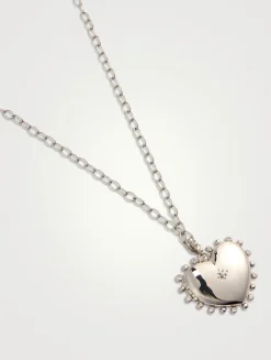 Dew Drop Silver Large Heart Locket Necklace