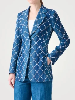 Diamond Jacquard Denim Blazer