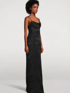 Dirios Floral Jacquard Gown