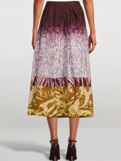 Doni Mixed-Print Midi Skirt