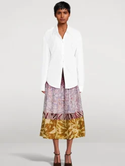 Doni Mixed-Print Midi Skirt