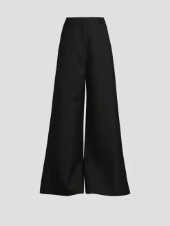 Double Compact Drill Wide-Leg Trousers