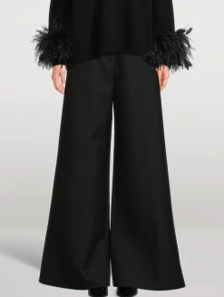 Double Compact Drill Wide-Leg Trousers