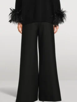 Double Compact Drill Wide-Leg Trousers