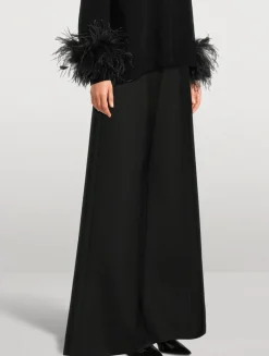 Double Compact Drill Wide-Leg Trousers