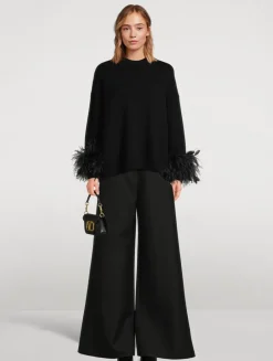 Double Compact Drill Wide-Leg Trousers