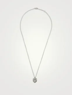 Double Cœurs 18K White Gold R10 Necklace With Half Pavé Diamonds
