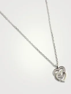 Double Cœurs 18K White Gold R10 Necklace With Half Pavé Diamonds