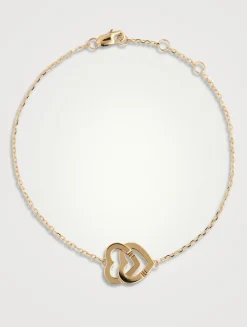 Double Cœurs R10 18K Gold Chain Bracelet