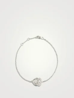 Double Cœurs R10 18K White Gold Chain Bracelet With Half Pavé Diamonds