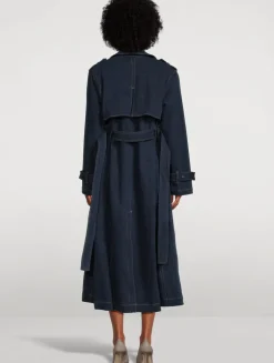 Double-Breasted Denim Trench Coat