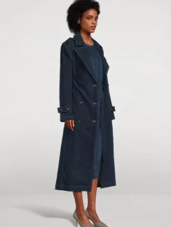 Double-Breasted Denim Trench Coat
