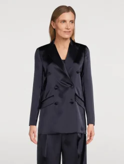 Double-Breasted Satin Jacket