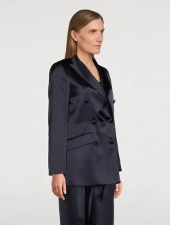 Double-Breasted Satin Jacket