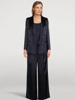 Double-Breasted Satin Jacket