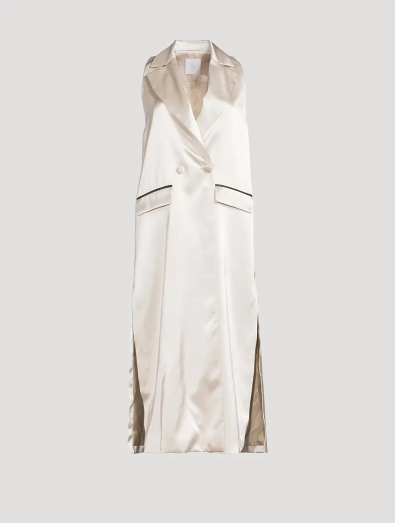 Double-Breasted Satin Vest