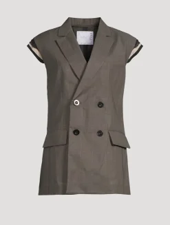 Double-Breasted Vest With Pleated Back