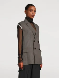 Double-Breasted Vest With Pleated Back