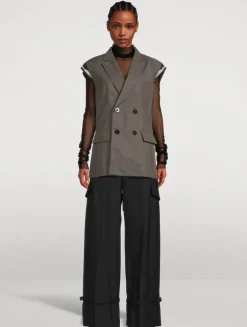 Double-Breasted Vest With Pleated Back