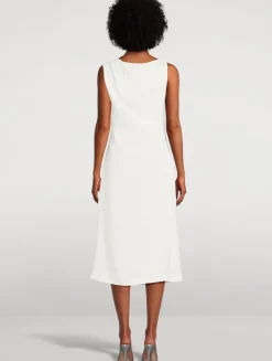 Draped Crêpe Midi Dress