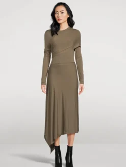 Draped Jersey Midi Dress