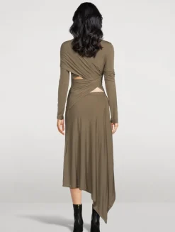 Draped Jersey Midi Dress
