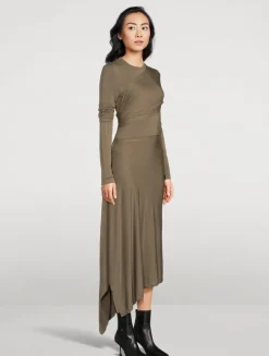 Draped Jersey Midi Dress