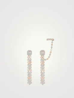 D-Vibes 18K Rose Gold Multi-Row Earrings With Diamonds