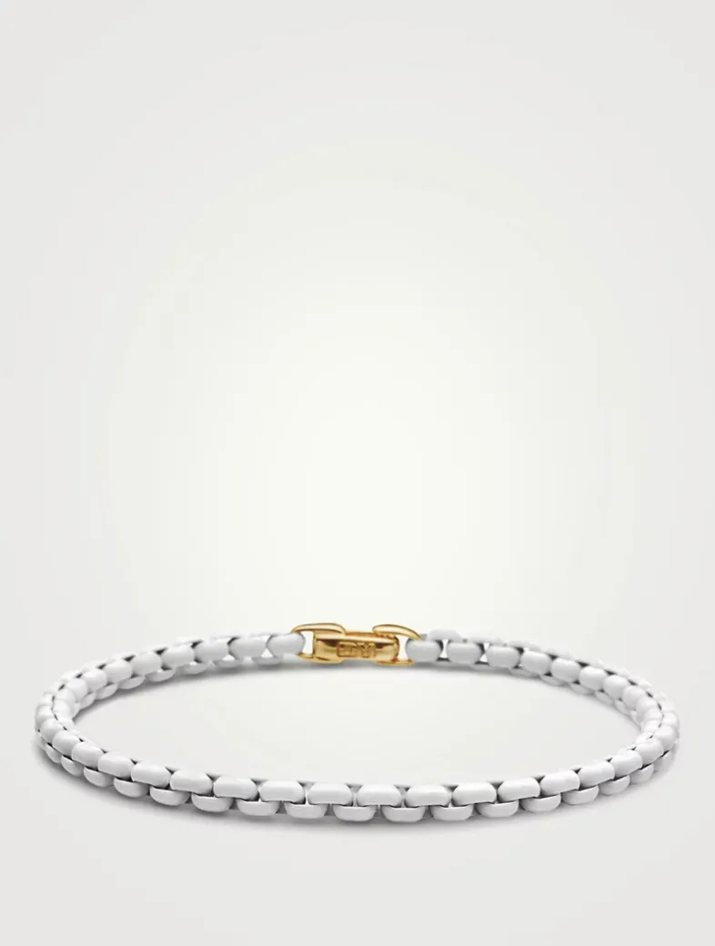 Dy Bel Aire Color Box Chain Bracelet In White Acrylic With 14k Yellow Gold Accent, 4mm