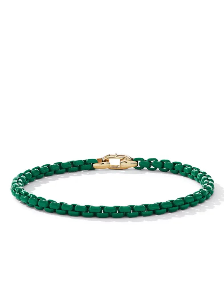 Dy Bel Aire Color Box Chain Bracelet In White Acrylic With 14k Yellow Gold Accent, 4mm