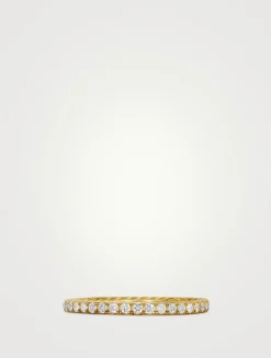 Dy Eden Band Ring In 18k Yellow Gold With Pavé Diamonds, 1.85mm