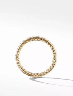 Dy Eden Band Ring In 18k Yellow Gold With Pavé Diamonds, 1.85mm