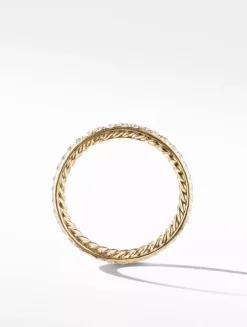 Dy Eden Band Ring In 18k Yellow Gold With Pavé Diamonds, 1.85mm