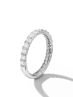 Dy Eden Partway Band Ring In Platinum With Diamonds, 2.8mm