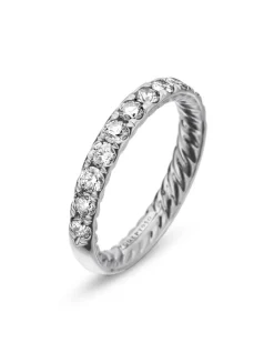 Dy Eden Partway Band Ring In Platinum With Diamonds, 2.8mm