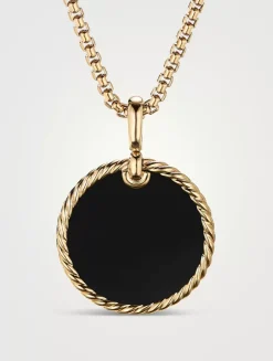 Dy Elements® Disc Pendant In 18k Yellow Gold With Black Onyx Reversible To Mother Of Pearl