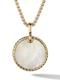Dy Elements® Disc Pendant In 18k Yellow Gold With Black Onyx Reversible To Mother Of Pearl