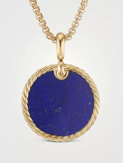 Dy Elements® Disc Pendant In 18k Yellow Gold With Lapis