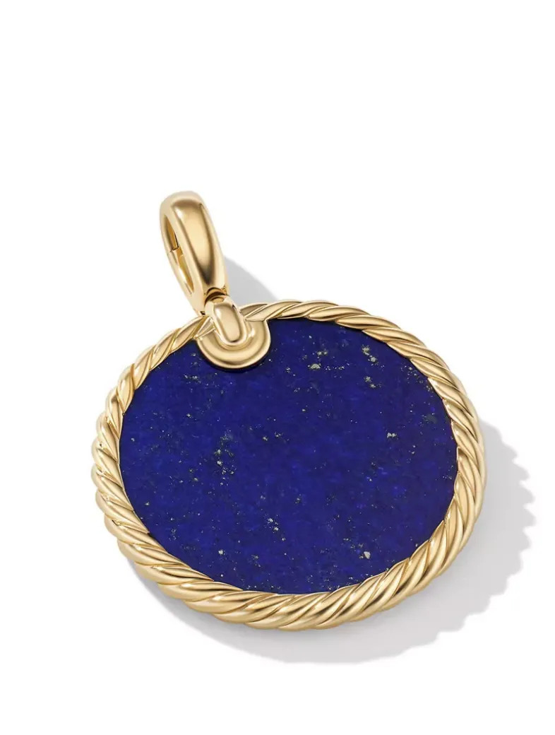 Dy Elements® Disc Pendant In 18k Yellow Gold With Malachite