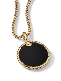 Dy Elements® Disc Pendant In 18k Yellow Gold With Malachite