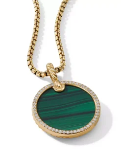 Dy Elements® Disc Pendant In 18k Yellow Gold With Black Onyx And Pavé Diamond Rim