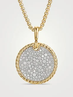 Dy Elements® Disc Pendant In 18k Yellow Gold With Pavé Diamonds