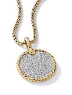 Dy Elements® Disc Pendant In 18k Yellow Gold With Pavé Diamonds