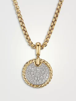 Dy Elements® Disc Pendant In 18k Yellow Gold With Pavé Diamonds