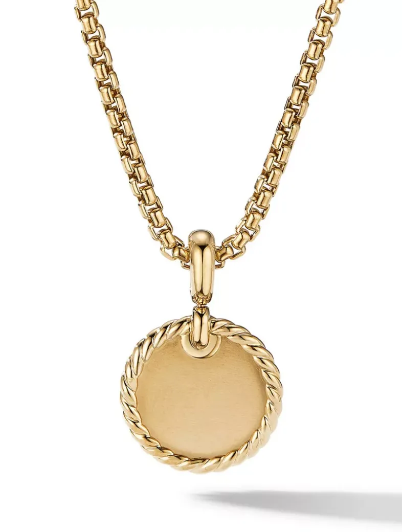 Dy Elements® Disc Pendant In 18k Yellow Gold With Pavé Diamonds