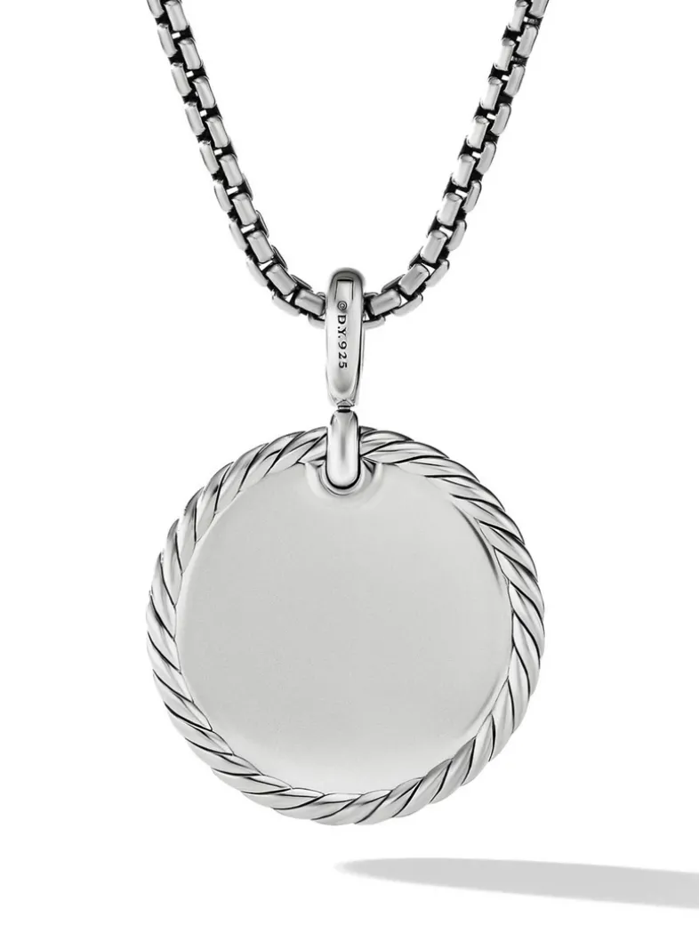 Dy Elements® Disc Pendant In Sterling Silver With Pavé Diamonds